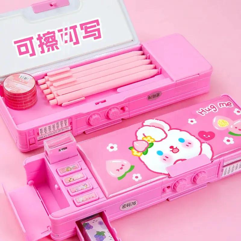 Plastic Stationery Organizer Box Unicorn Bear Astronaut Stationery Pencil Case School Gifts for Kids Teens Supplies by All Mart Bristol Ltd