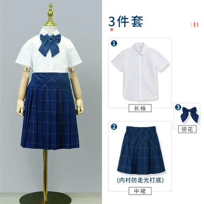 Kids British Plaid Vest Shirt Suit Pants Girls Waistcoat Blouse Skirts Children School Uniform Boys Korean Students Clothes Set by All Mart Bristol Ltd
