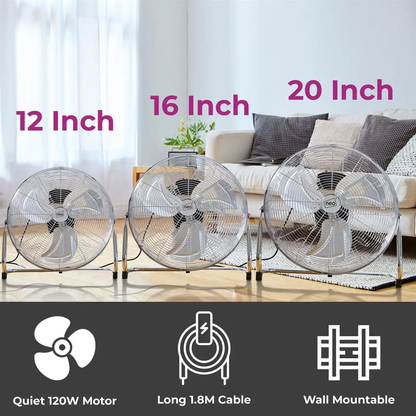 Neo High Velocity Chrome Metal Floor Freestanding Fan � 16 Inch by Neo