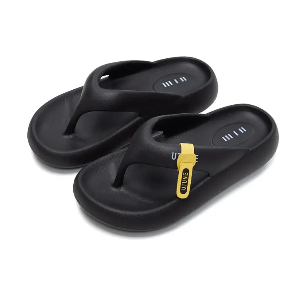 Comfortable Letter Platform Flip Flops EVA Thick Soled Slides Sandals Toe Spring Non-Slip Beach Slippers Bathroom by All Mart Bristol Ltd