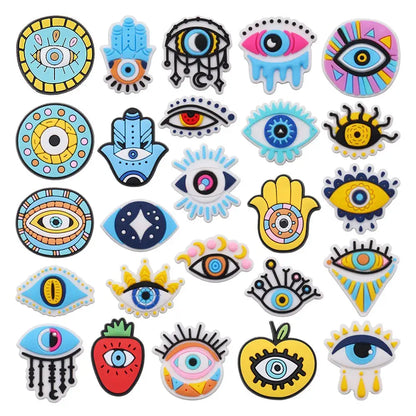 25PCS/Set Evil Eyes Shoes Charms Silicone Shoe Accessories Wristband Hole Slipper Decor Adult Kids X-mas Gifts by All Mart Bristol Ltd