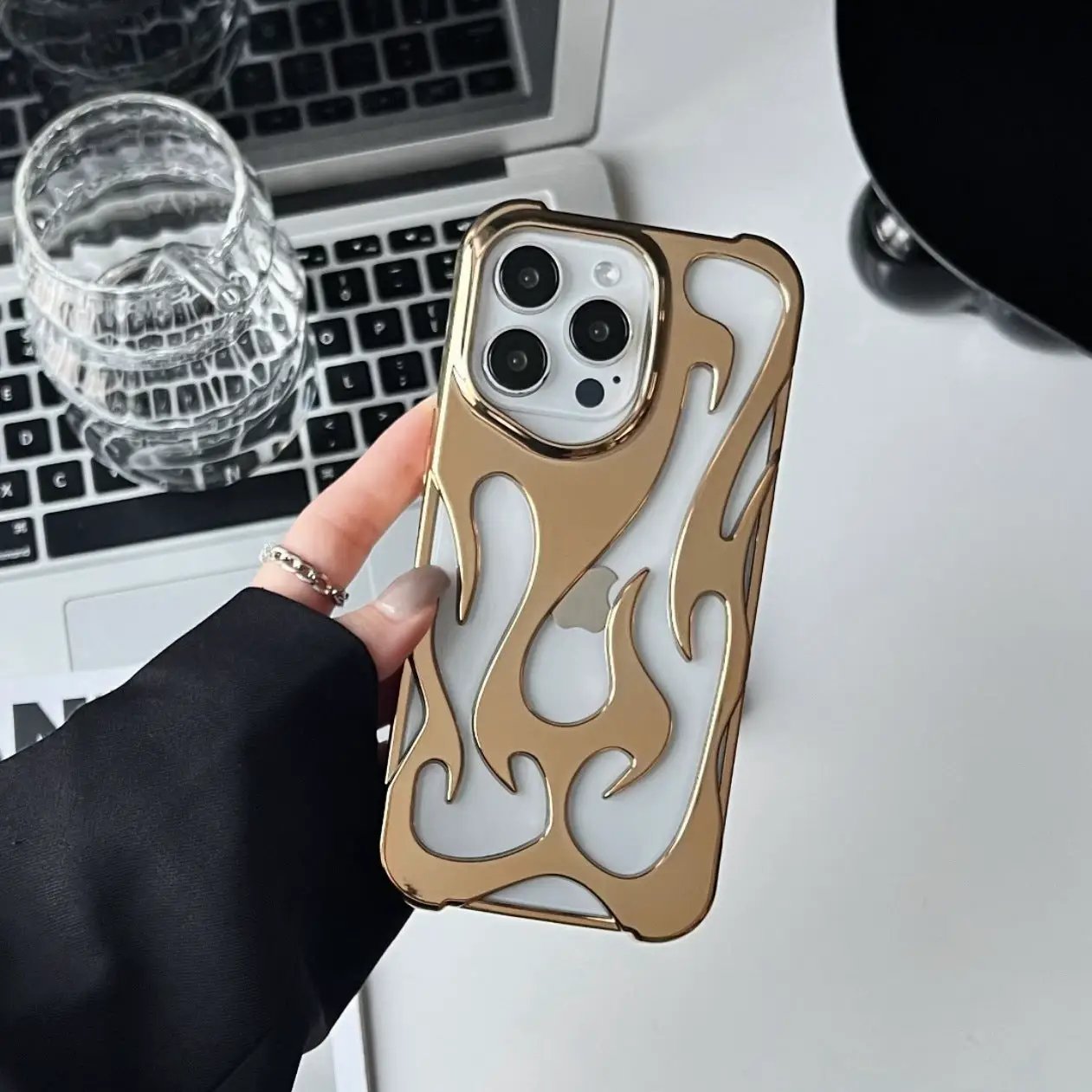 Electroplating Hollow Heat Dissipation Phone Case Flame Pattern High-grade Soft Shell by Dropshipman