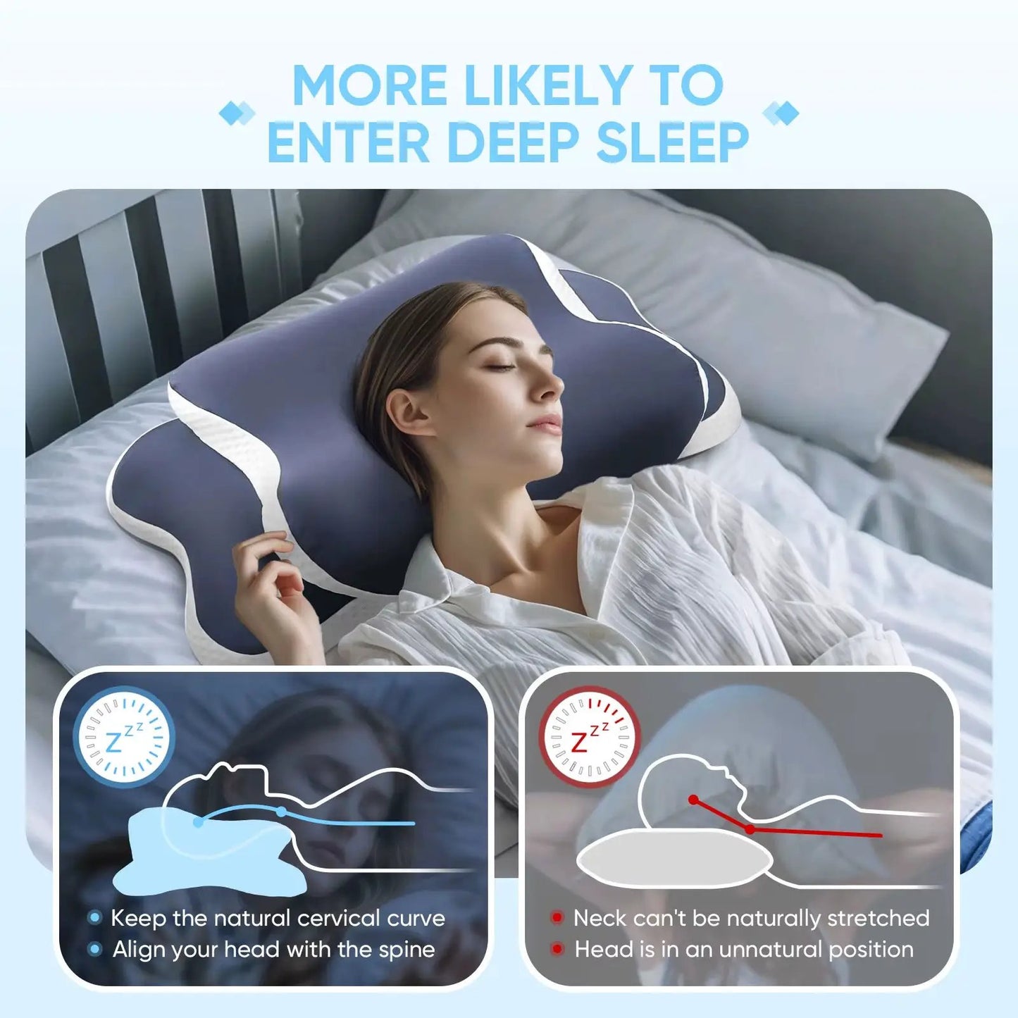 Memory Foam Pillow Cervical Pillow Neck Pain Relief Contour Ergonomic Orthopedic Neck Support for Side Back Stomach Sleeper Gift by All Mart Bristol Ltd