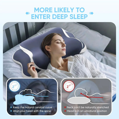 Memory Foam Pillow Cervical Pillow Neck Pain Relief Contour Ergonomic Orthopedic Neck Support for Side Back Stomach Sleeper Gift by All Mart Bristol Ltd
