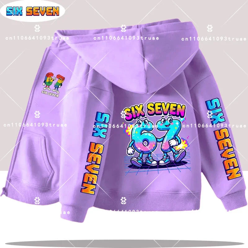 Hot Six Seven Children's Zip Up Hoodies Funny 67 Brainrot Zipper Hoody Clothes Kid Girl Boy Baby Casual Fashion Tops Sweatshirts by All Mart Bristol Ltd