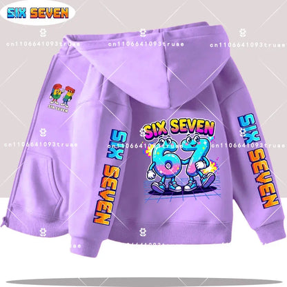 Hot Six Seven Children's Zip Up Hoodies Funny 67 Brainrot Zipper Hoody Clothes Kid Girl Boy Baby Casual Fashion Tops Sweatshirts by All Mart Bristol Ltd