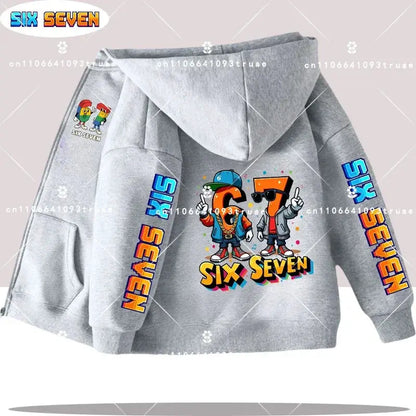 Hot Six Seven Children's Zip Up Hoodies Funny 67 Brainrot Zipper Hoody Clothes Kid Girl Boy Baby Casual Fashion Tops Sweatshirts by All Mart Bristol Ltd