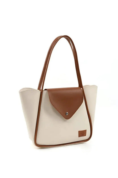 Large Faux Leather Snap Closure Tote Bag Single Compartment Hand Arm and Shoulder Bag by All Mart Bristol Ltd