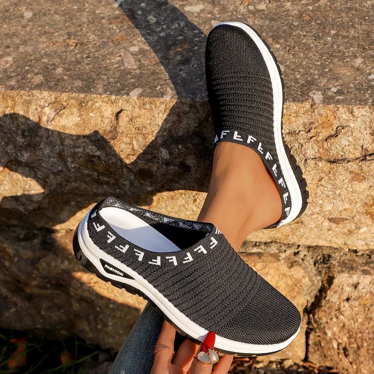 Baotou Semi-slip-on Casual Fashionable Versatile Chic Breathable Mesh Slip-on Pumps by Dropshipman