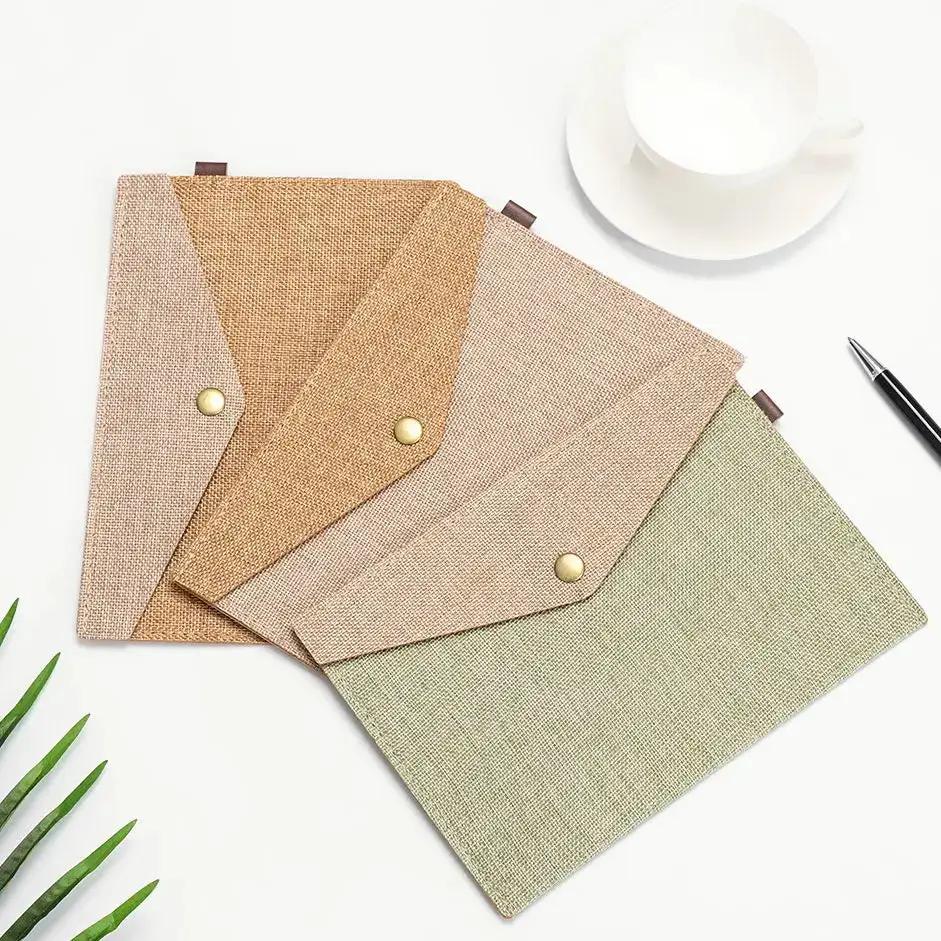 1PC A4/A5 Imitation Linen Big Capacity Document Bag Simple Canvas Felt File Bag Briefcase File Folders Office School Supplies by All Mart Bristol Ltd