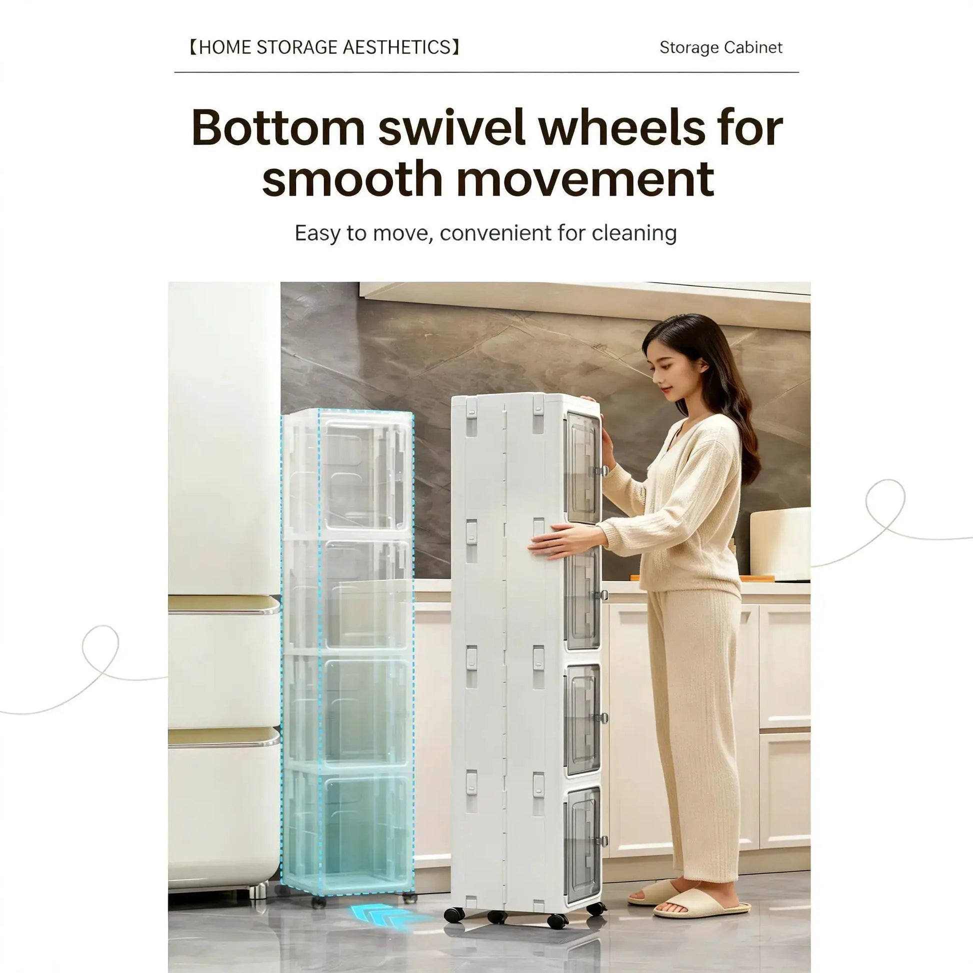 Narrow Gap Storage Organizer Foldable Cabinet Magnetic Sealed Door Universal Wheels Dustproof Moistureproof for Bathroom Kitchen by All Mart Bristol Ltd