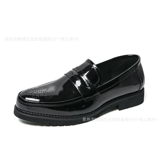 Autumn Men's Glossy Carved Leather Shoes by Dropshipman