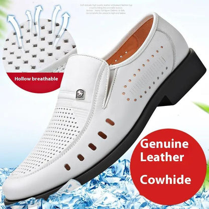 Breathable Leather Sandals Thin Hollow Soft Leather Men's Shoes by Dropshipman