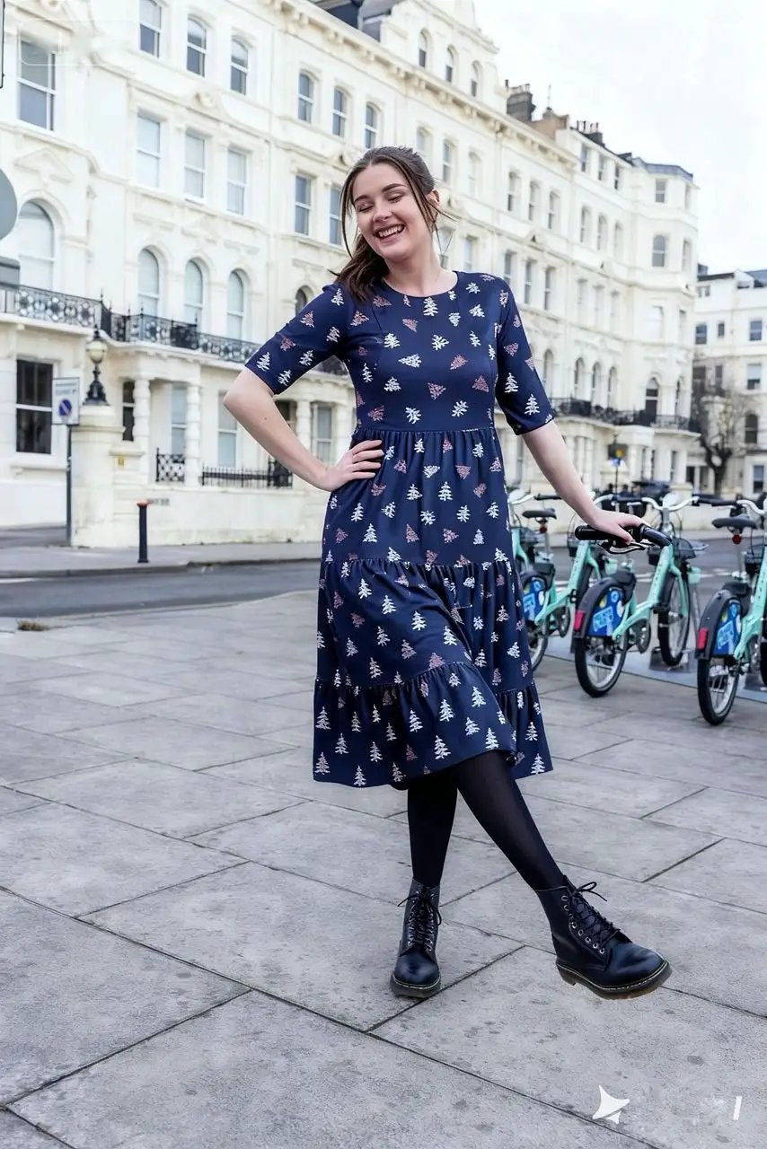 The Midi Breastfeeding Dress - Brown Leopard Tree by Stylish Mum