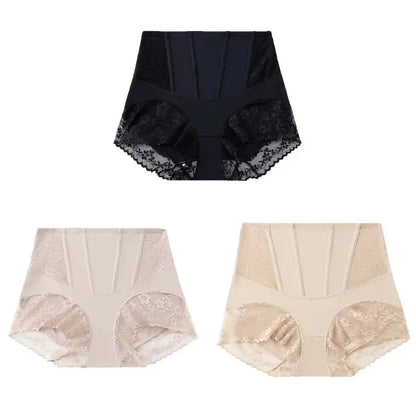 WarmSteps 3PCS Women's Shaper Panties High-Waist Lace Sexy Lingerie Abdominal Tightener Female Briefs Fishbone Waist SlimmingHot by All Mart Bristol Ltd