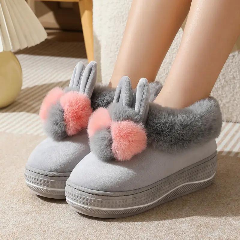 Winter High Heel Thick-soled Cotton Slippers by Dropshipman
