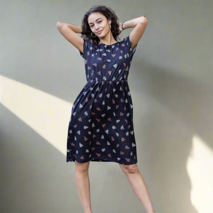 The Knee Length Breastfeeding Dress - Brown Leopard Tree by Stylish Mum