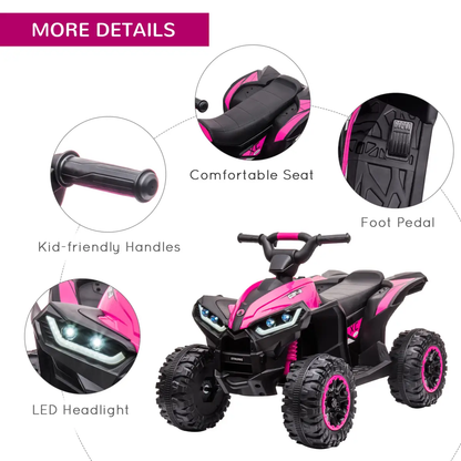 HOMCOM 12V Electric Quad Bikes for Kids Ride On Car ATV Toy for 3-5 Years Pink by Unbranded