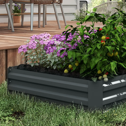 Outsunny Set of 2 Raised Garden Bed Galvanised Planter Box Easy Setup Dark Grey by Outsunny