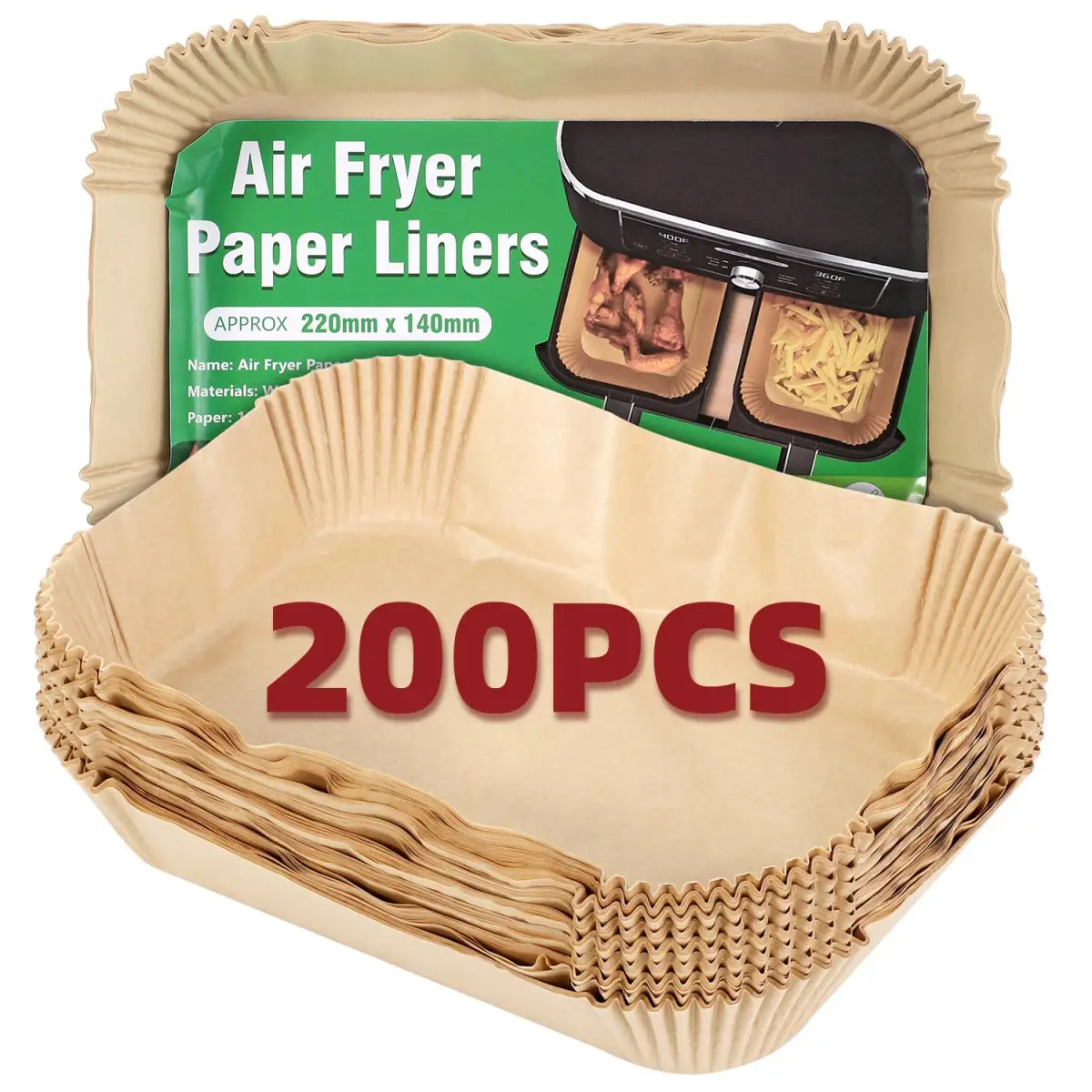 Vinsani 200pcs Air fryer paper liners 1010407 by Vinsani