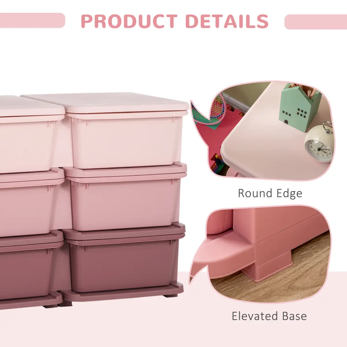 Kids Storage Unit Toy Box Vertical Dresser with Six Drawers - Pink HOMCOM by Unbranded
