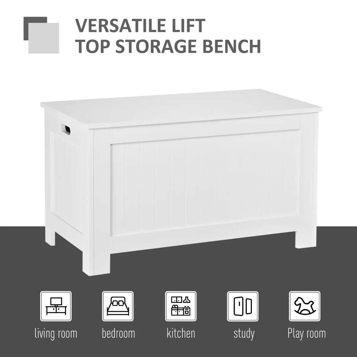 Large Storage Box Toy Chest with Lid & Safety Hinges by HOMCOM
