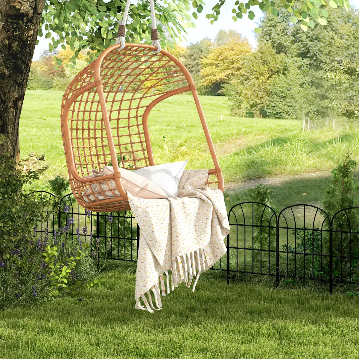 Outsunny 8PCs Decorative Garden Fencing 24in x 8.7ft Metal Border Edging by Outsunny