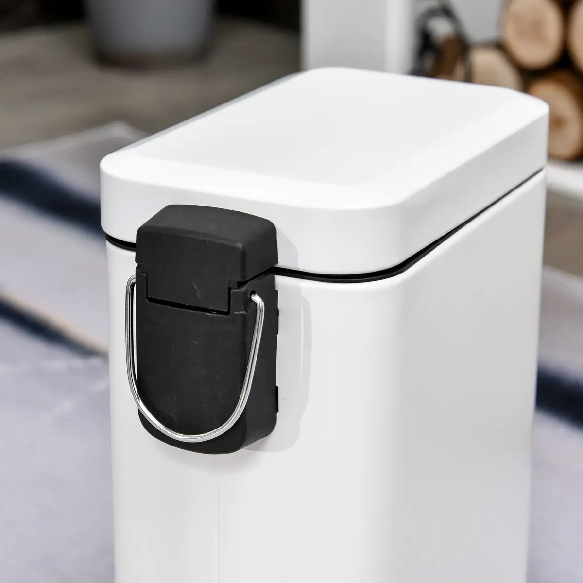 5L Rectangular Steel Pedal Bin White by HOMCOM