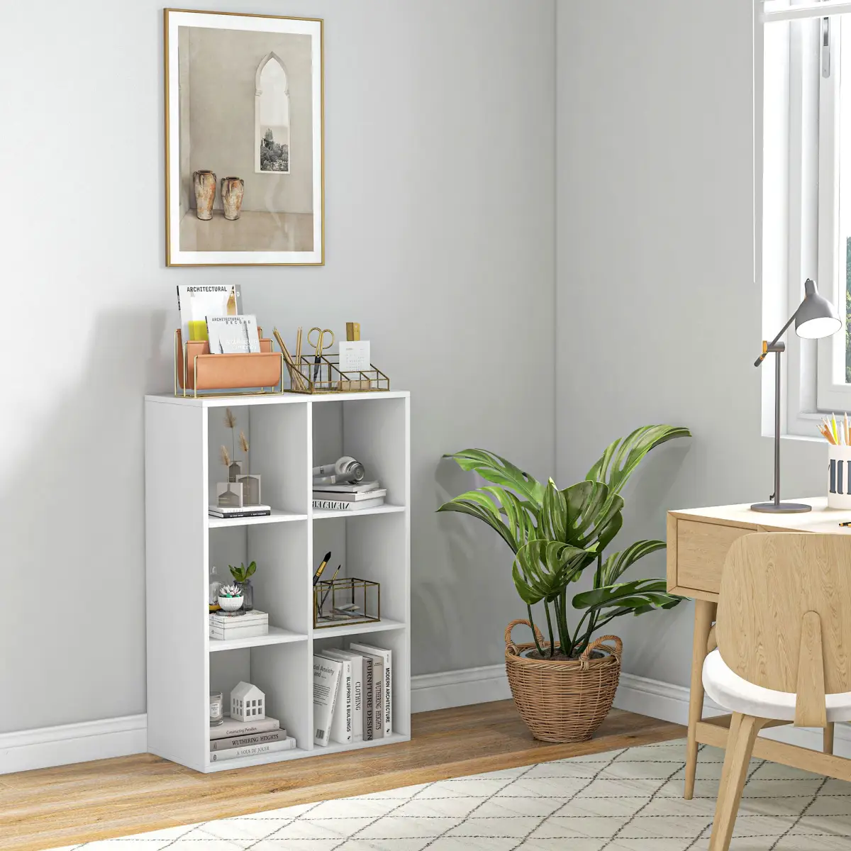 Storage Cabinet Bookcase 6 Cube Organiser Shelves White by Unbranded