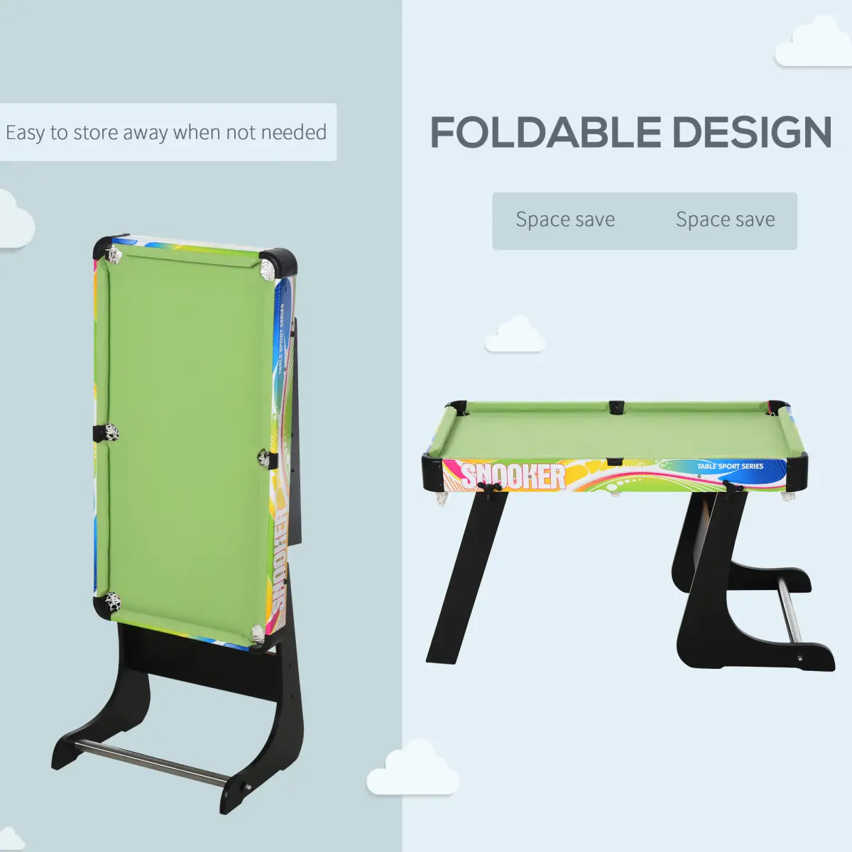 4-in-1 Foldable Game Table Hockey Football Table Tennis & Pool Home Gaming by Unbranded