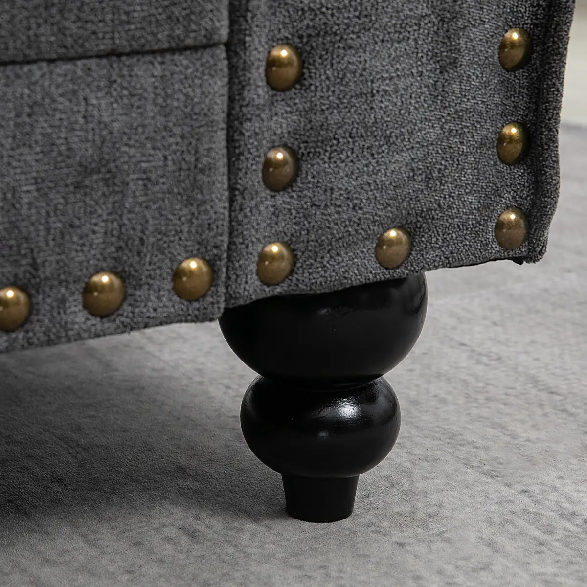 2 Seater Sofas Fabric Sofa with Nailhead Trim Cushions and Throw Pillows Grey by Unbranded
