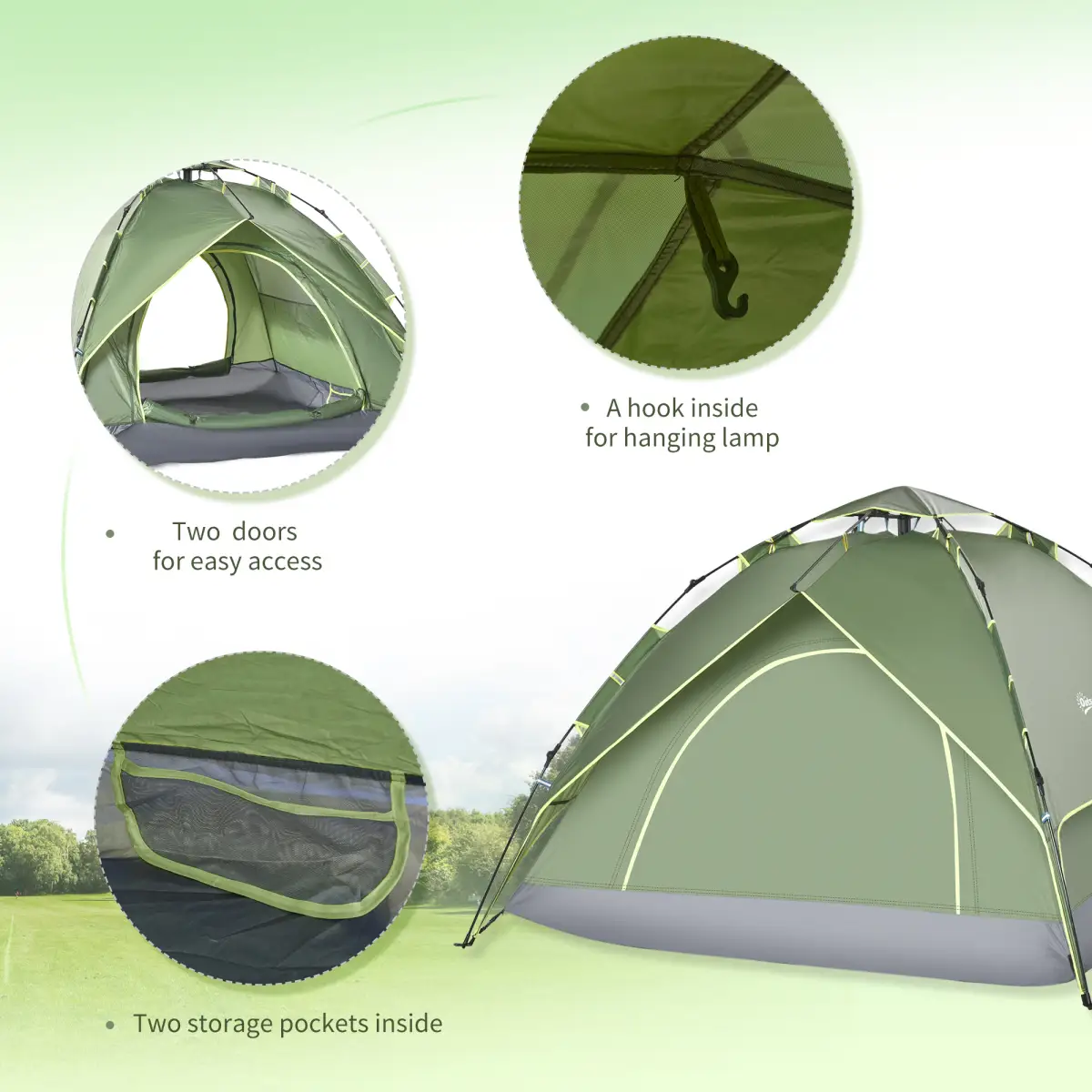 2 Man Pop Up Tent Camping Festival Hiking Family Travel Shelter Outsunny by Unbranded