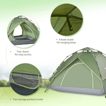 2 Man Pop Up Tent Camping Festival Hiking Family Travel Shelter Outsunny by Unbranded