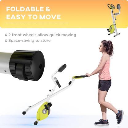 Magnetic Resistance Exercise Bike Foldable LCD Adjustable Seat Yellow by HOMCOM