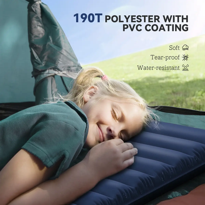 Inflatable Bed Double Mattress Camping Sleeping Outdoor Travel Blue Outsunny by Unbranded