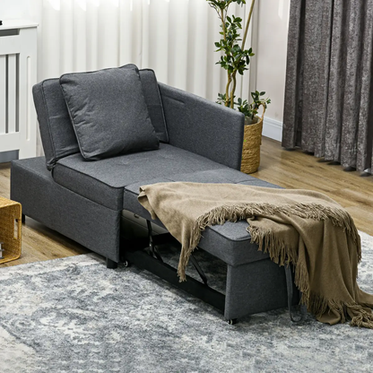 HOMCOM Folding Sleeper Sofa Bed Chair with Pillows, Pocket, Grey by HOMCOM