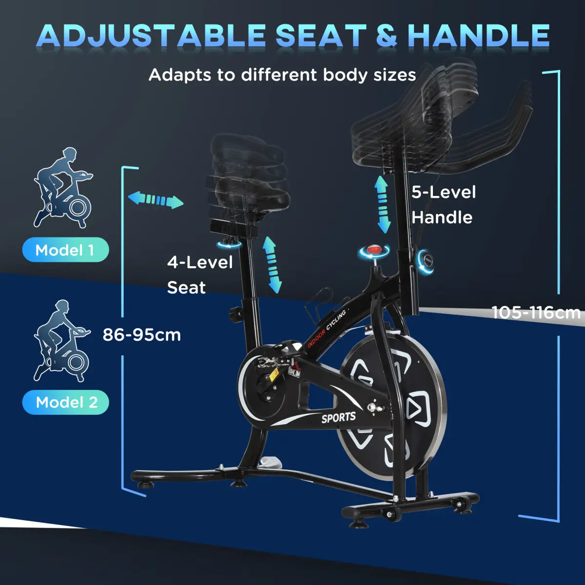 Exercise Training Bike Indoor Cycling Bicycle Trainer LCD Monitor by HOMCOM
