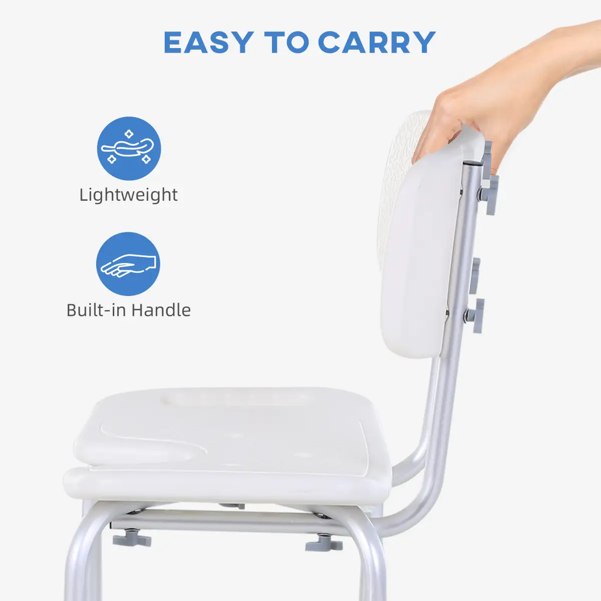 HOMCOM Adjustable Aluminum Shower Bath Stool Spa Chair Non-Slip Feet, Handle by Unbranded