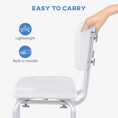 HOMCOM Adjustable Aluminum Shower Bath Stool Spa Chair Non-Slip Feet, Handle by Unbranded