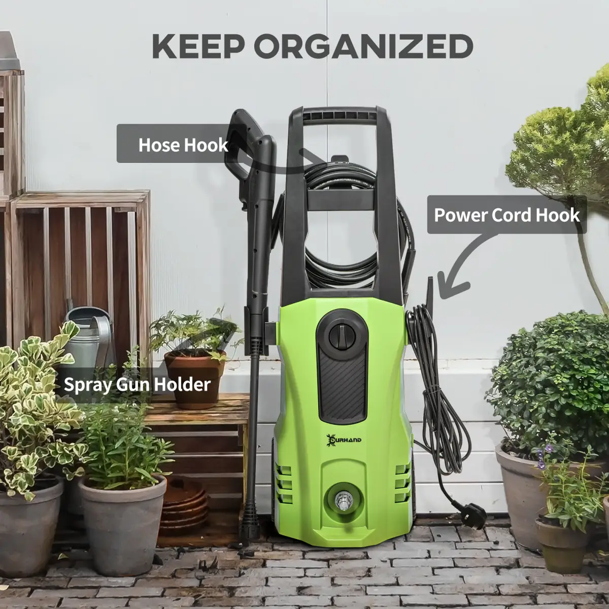 DURHAND High-Performance Power Washer 1800W, 150 Bar, 510 L/h, for Garden, Car by DURHAND