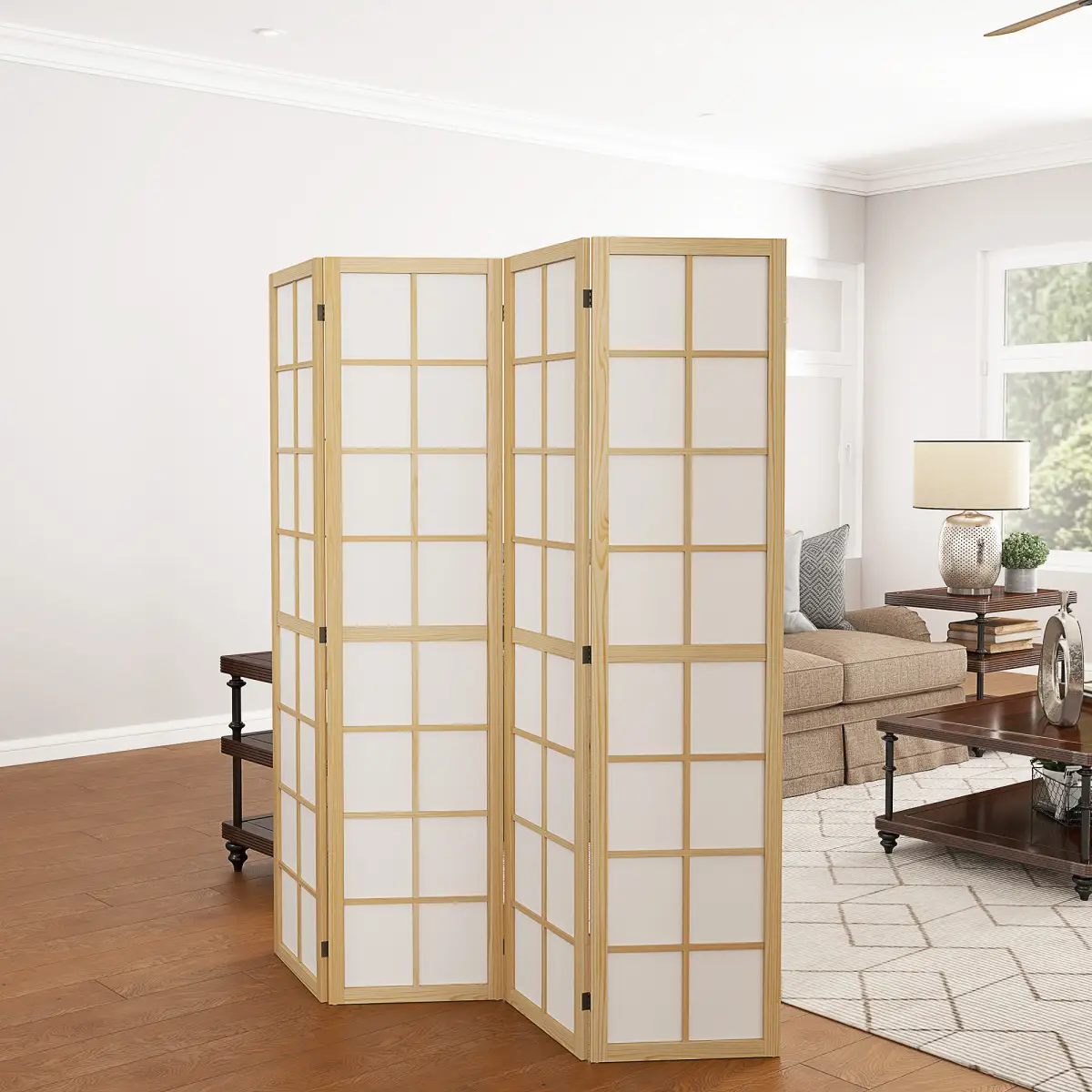 HOMCOM Indoor Room Partition, 4 Panel Folding Room Divider, 160 x 170cm by HOMCOM