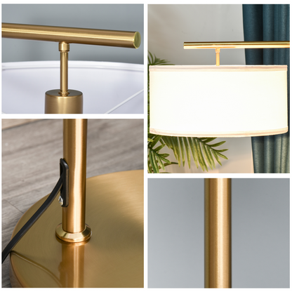 Floor Lamp with Linen Lampshade Round Base for Living Room Bedroom HOMCOM by Unbranded