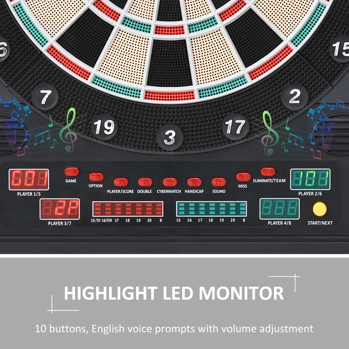Electronic Dartboard with LED Digital Score Board 27Games Storage Cabinet by HOMCOM