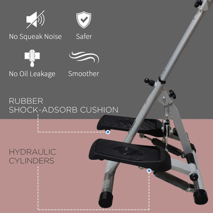 Foldable Stepper Adjustable Step Machine w/ Handlebar LCD Display, Grey HOMCOM by Unbranded