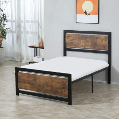 HOMCOM Single Size Metal Bed Frame w/ Headboard & Footboard, 97x195x103cm by HOMCOM