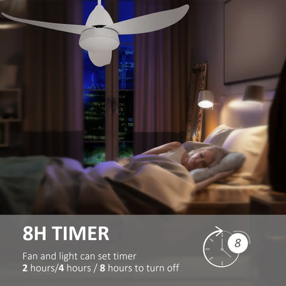 Reversible Ceiling Fan with Light, 3 Blades White LED Remote White by HOMCOM