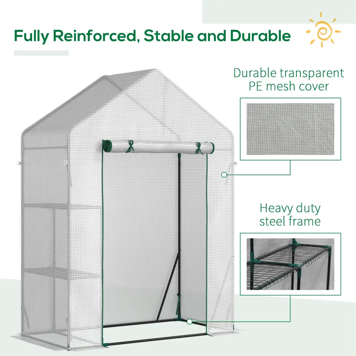 Greenhouse for Outdoor, Portable Gardening Plant Grow House w/ Shelf Outsunny by Unbranded