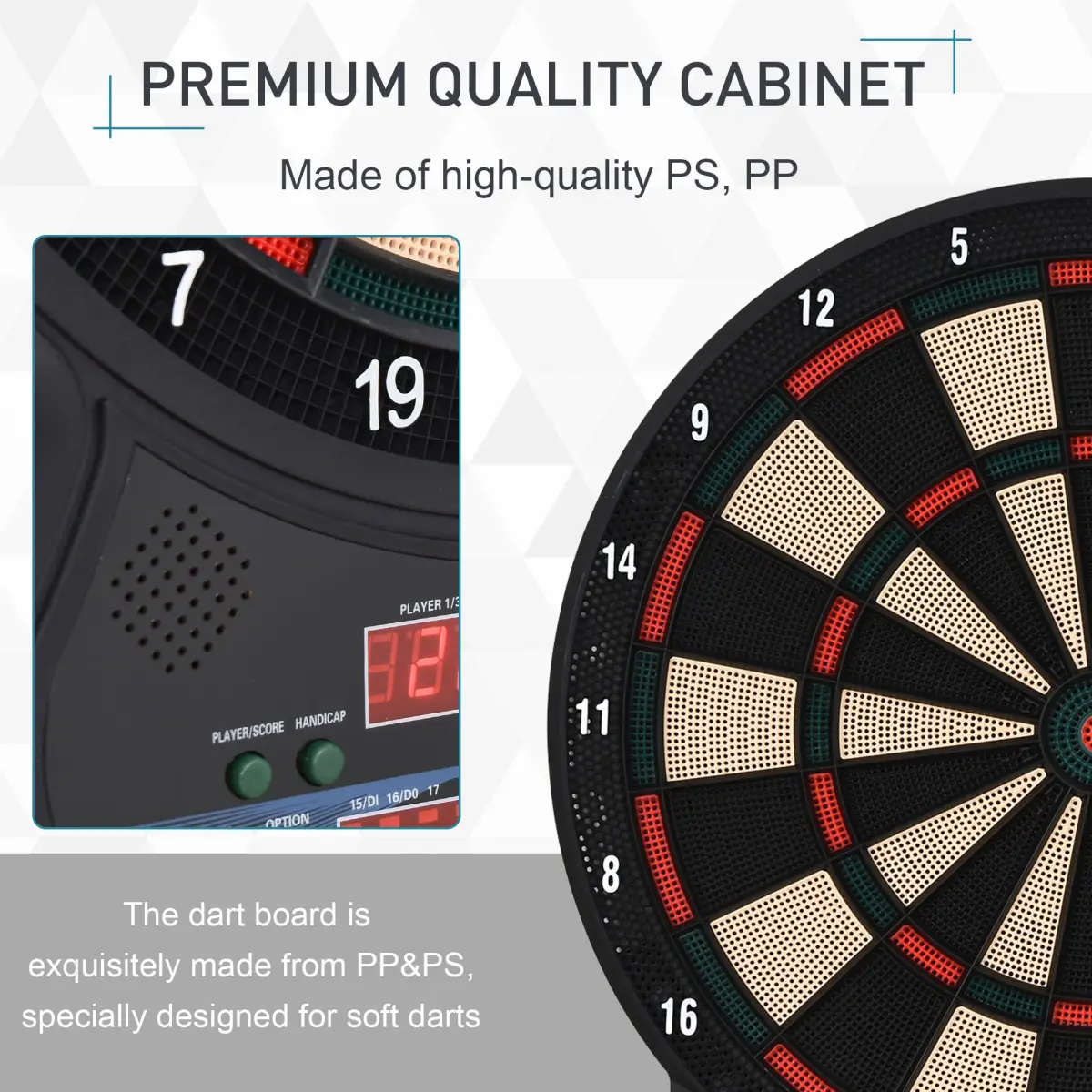 Electronic Dartboard LED Digital Score 27 Games with 12 Soft Darts Ready-to-Play by HOMCOM