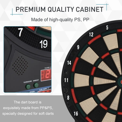 Electronic Dartboard LED Digital Score 27 Games with 12 Soft Darts Ready-to-Play by HOMCOM