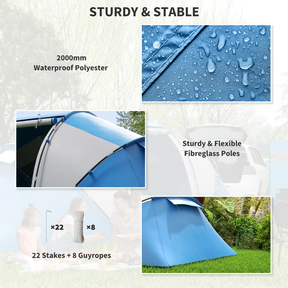 4-6 Persons Camping Tent Dome Family Travel Group Hiking Room Fishing Outsunny by Unbranded